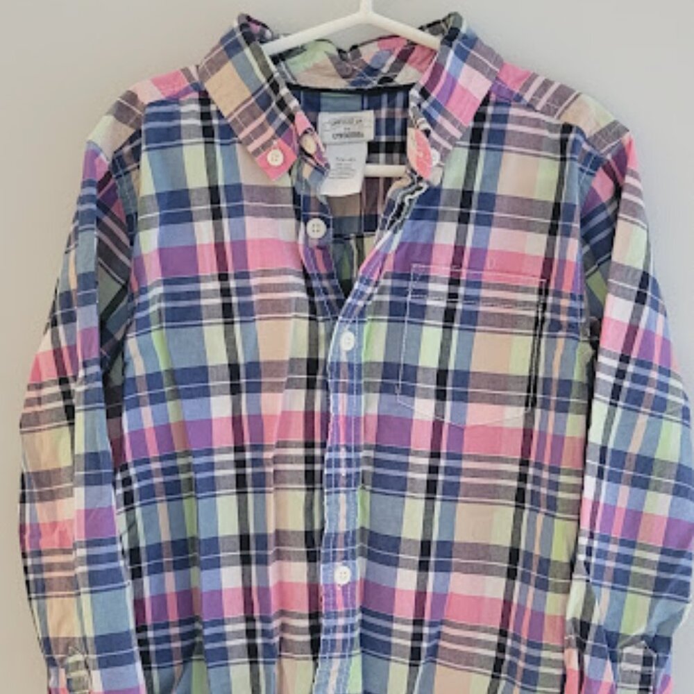 Boy's Gymboree Dress Shirt, Long-sleeve, Size 5-6, Blue & Pink Plaid